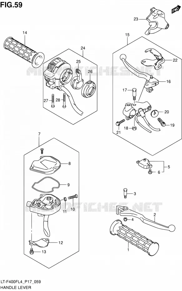 HANDGRIPS - LEVERS  Suzuki QUAD 400 KINGQUAD 2014  LT-F400F L4/LT-F400FZ L4 (P17)
