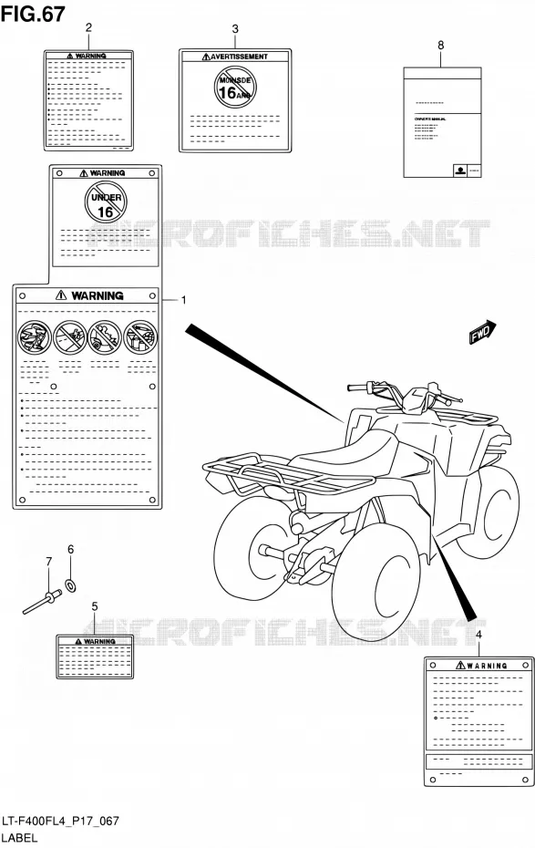 LABEL (LT-F400FZL4 P17) Suzuki QUAD 400 KINGQUAD 2014  LT-F400F L4/LT-F400FZ L4 (P17)