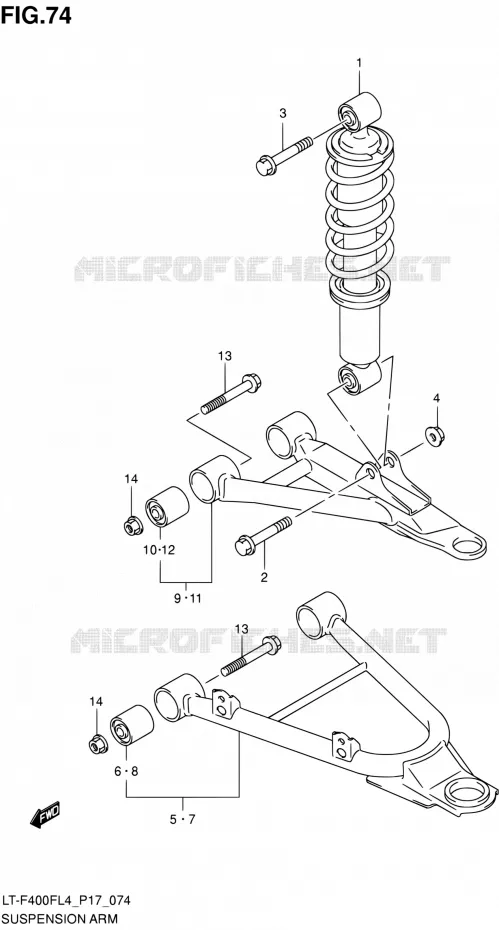 SHOCK ABSORBER - WISHBONE (LT-F400FZL4 P17) Suzuki QUAD 400 KINGQUAD 2014  LT-F400F L4/LT-F400FZ L4 (P17)