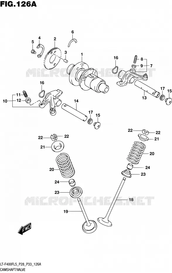 CAMSHAFT - VALVES Suzuki QUAD 400 KINGQUAD 2015  LT-F400F L5/LT-F400FZ L5 (P03,P28,P33)
