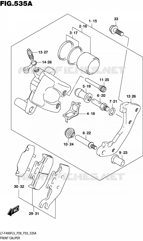 FRONT CALIPER Suzuki QUAD 400 KINGQUAD 2015  LT-F400F L5/LT-F400FZ L5 (P03,P28,P33)