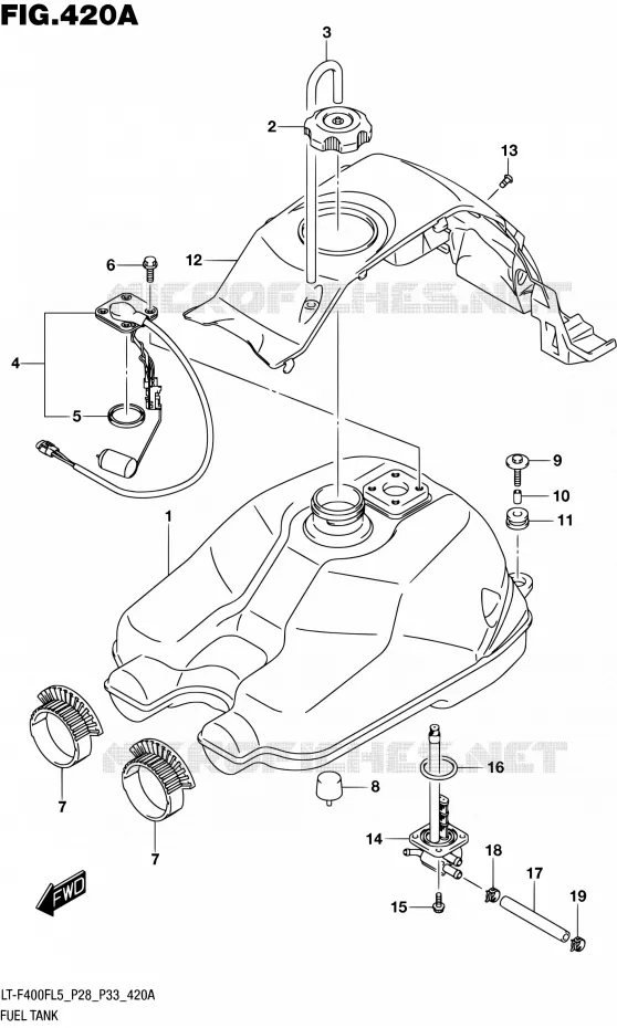 FUEL TANK Suzuki QUAD 400 KINGQUAD 2015  LT-F400F L5/LT-F400FZ L5 (P03,P28,P33)