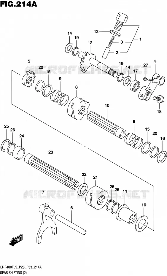 GEAR SHIFTING ASSY (2) Suzuki QUAD 400 KINGQUAD 2015  LT-F400F L5/LT-F400FZ L5 (P03,P28,P33)