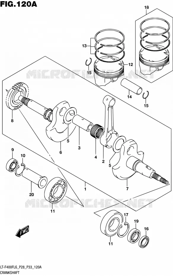 CRANKSHAFT Suzuki QUAD 400 KINGQUAD 2016  LT-F400F L6 (P03,P28,P33)