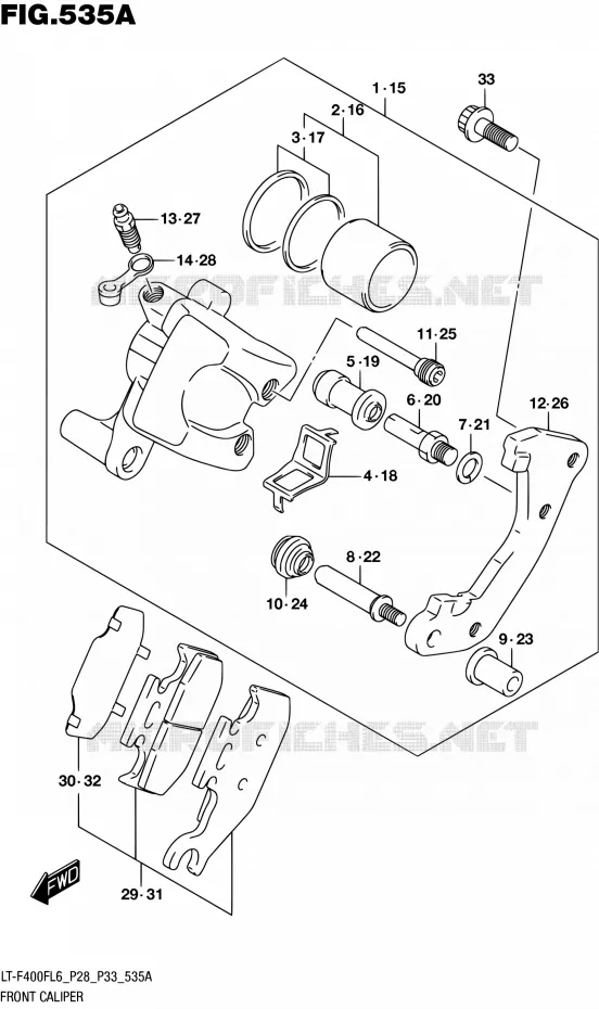 FRONT CALIPER Suzuki QUAD 400 KINGQUAD 2016  LT-F400F L6 (P03,P28,P33)