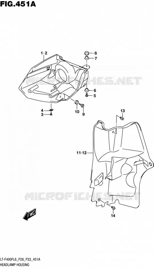 HEADLIGHT BOWL Suzuki QUAD 400 KINGQUAD 2016  LT-F400F L6 (P03,P28,P33)