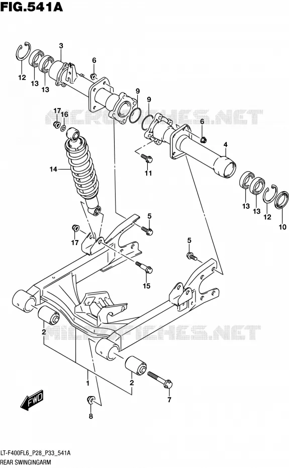 SWINGARM (LT-F400FL6 P28) Suzuki QUAD 400 KINGQUAD 2016  LT-F400F L6 (P03,P28,P33)