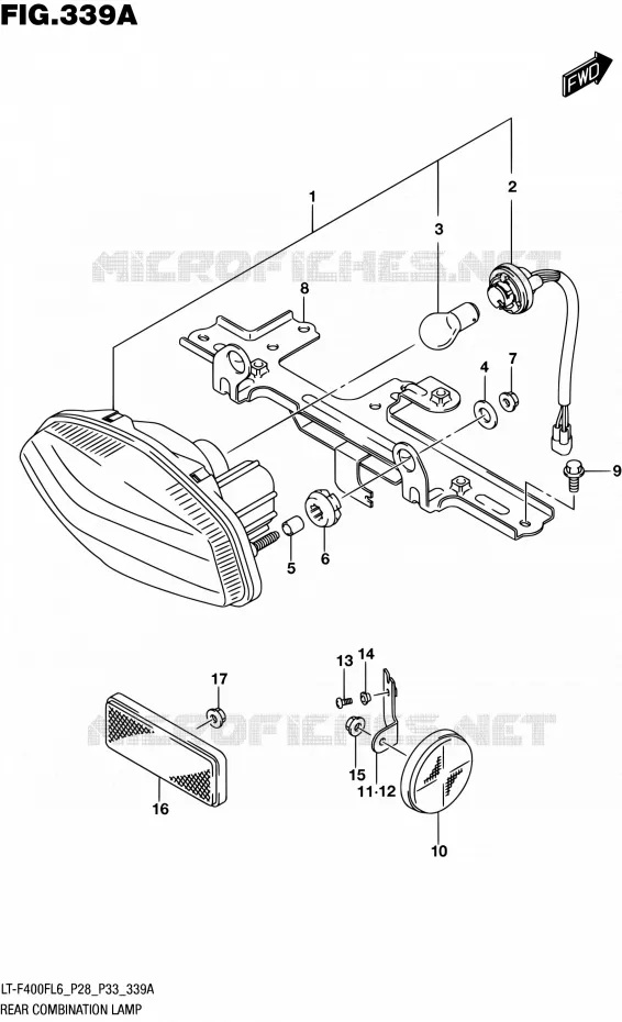 TAIL LIGHT ASSY (LT-F400FL6 P28) Suzuki QUAD 400 KINGQUAD 2016  LT-F400F L6 (P03,P28,P33)