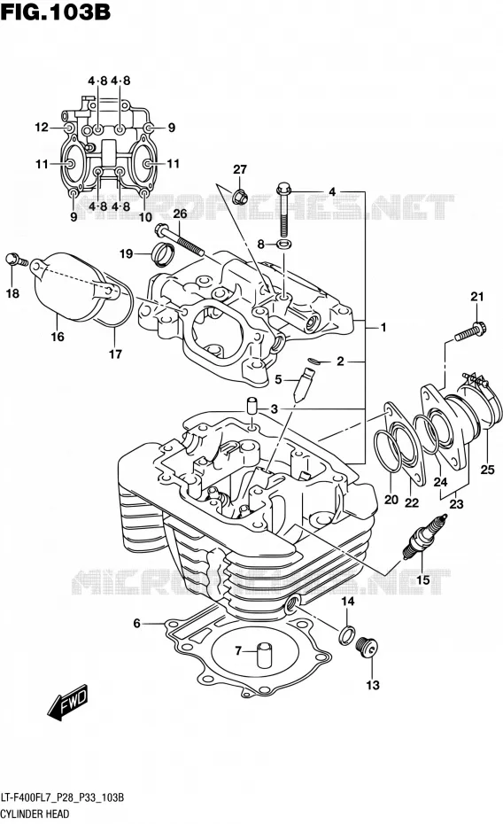 CYLINDER HEAD (LT-F400FL7 P33) Suzuki QUAD 400 KINGQUAD 2017  LT-F400F L7 (P03,P28,P33)