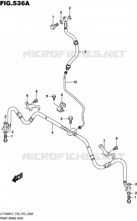 FRONT BRAKE HOSE Suzuki QUAD 400 KINGQUAD 2017  LT-F400F L7 (P03,P28,P33)