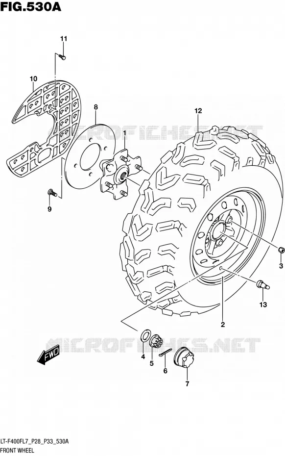 FRONT WHEEL Suzuki QUAD 400 KINGQUAD 2017  LT-F400F L7 (P03,P28,P33)