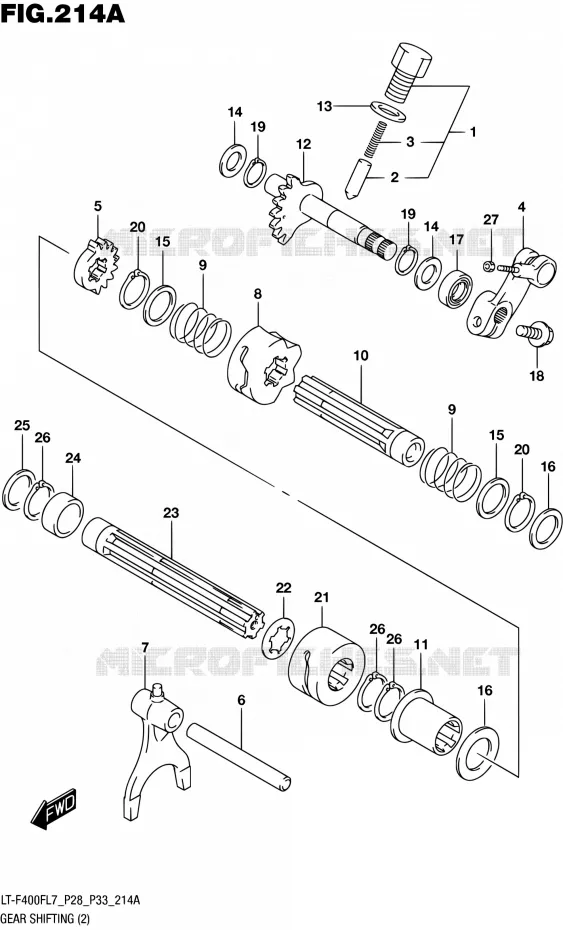 GEAR SHIFTING ASSY (2) Suzuki QUAD 400 KINGQUAD 2017  LT-F400F L7 (P03,P28,P33)