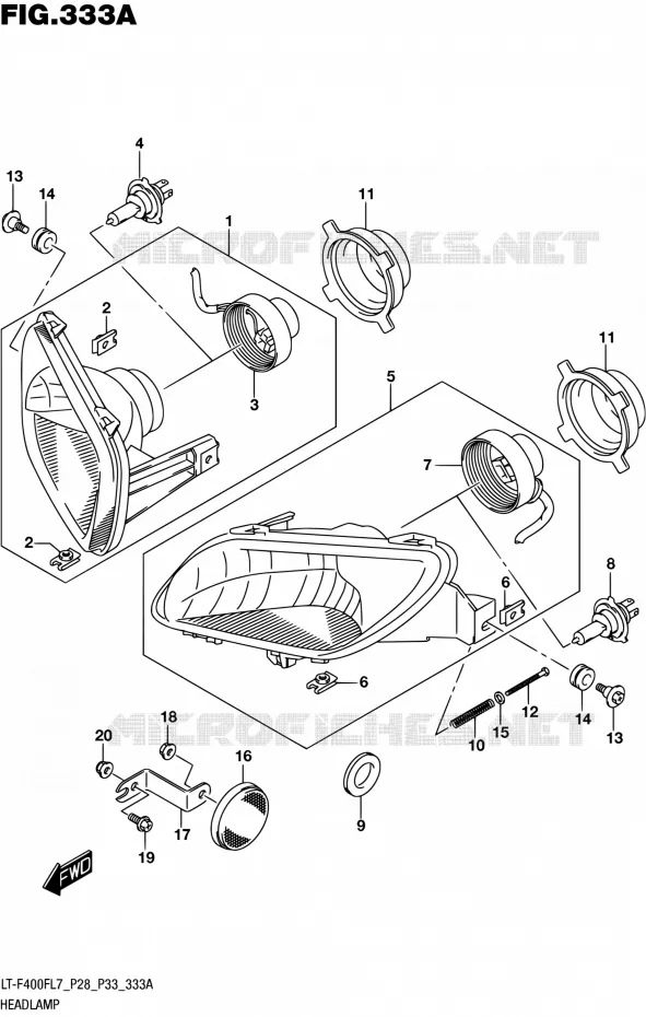 HEADLIGHT (LT-F400FL7 P28) Suzuki QUAD 400 KINGQUAD 2017  LT-F400F L7 (P03,P28,P33)