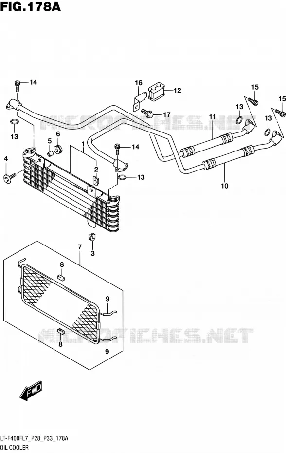 OIL COOLER (LT-F400FL7 P28) Suzuki QUAD 400 KINGQUAD 2017  LT-F400F L7 (P03,P28,P33)