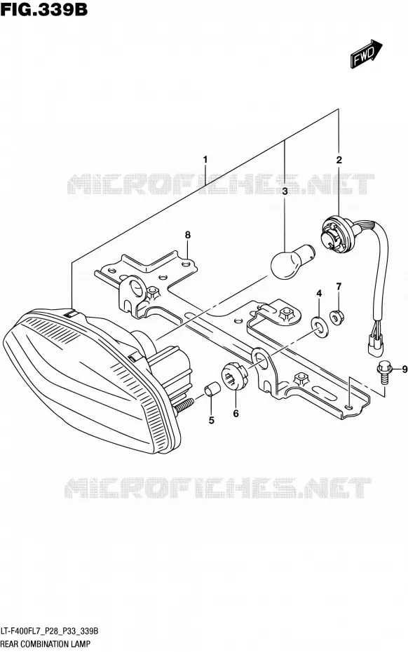 TAIL LIGHT ASSY (LT-F400FL7 P33) Suzuki QUAD 400 KINGQUAD 2017  LT-F400F L7 (P03,P28,P33)