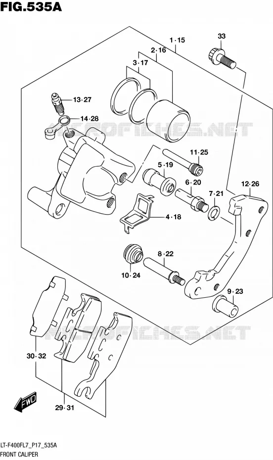 FRONT CALIPER Suzuki QUAD 400 KINGQUAD 2017  LT-F400F L7 (P17)