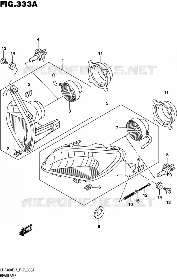 HEADLIGHT Suzuki QUAD 400 KINGQUAD 2017  LT-F400F L7 (P17)