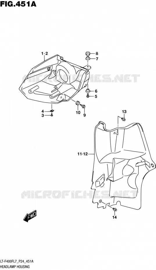 HEADLIGHT BOWL Suzuki QUAD 400 KINGQUAD 2017  LT-F400F L7 (P24)