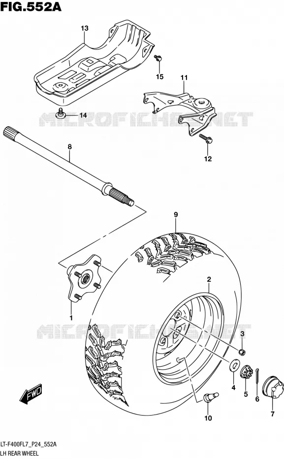 LEFT HAND REAR WHEEL Suzuki QUAD 400 KINGQUAD 2017  LT-F400F L7 (P24)