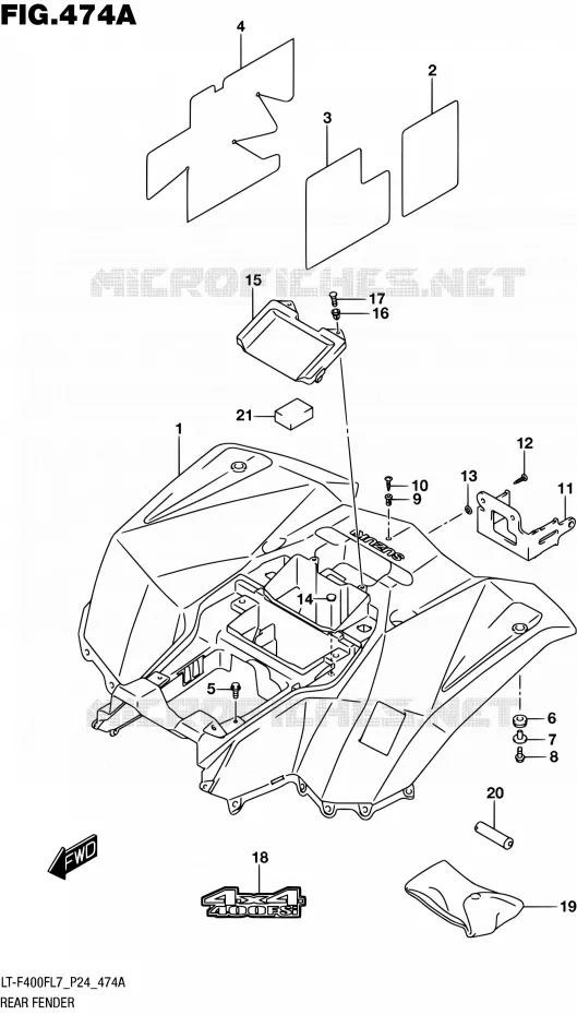 REAR FENDER Suzuki QUAD 400 KINGQUAD 2017  LT-F400F L7 (P24)
