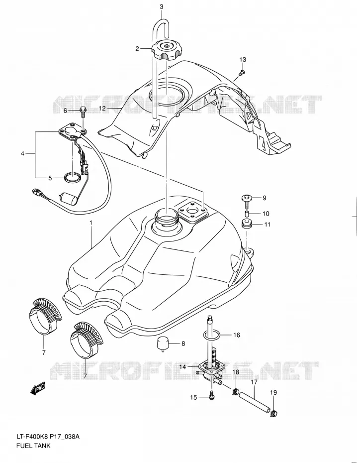 FUEL TANK (MODEL L0) Suzuki QUAD 400 KINGQUAD 2010  LT-F400 L0 (P17,P24)