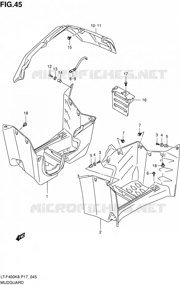 MUDGUARD Suzuki QUAD 400 KINGQUAD 2010  LT-F400 L0 (P17,P24)
