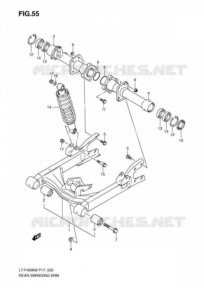 SWINGARM Suzuki QUAD 400 KINGQUAD 2010  LT-F400 L0 (P17,P24)