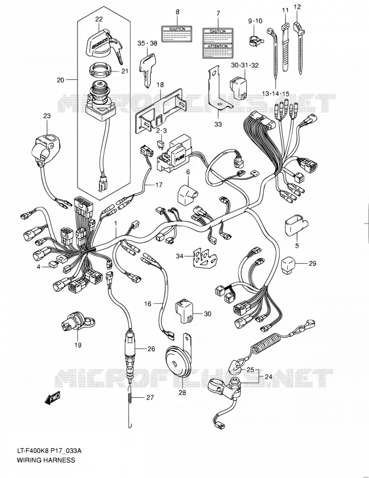 WIRING HARNESS (MODEL L0) Suzuki QUAD 400 KINGQUAD 2010  LT-F400 L0 (P17,P24)