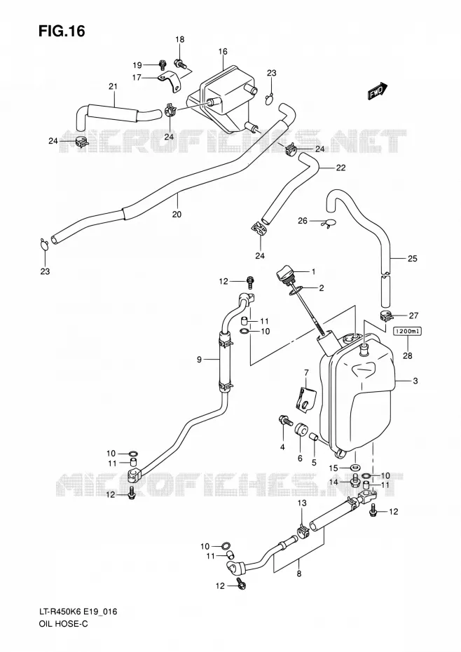 OIL HOSE Suzuki QUAD 450 QUADRACER 2010  LT-R450 L0/LT-R450Z L0 (E19)