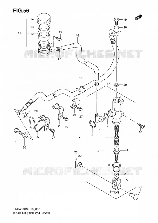 REAR MASTER CYLINDER Suzuki QUAD 450 QUADRACER 2010  LT-R450 L0/LT-R450Z L0 (E19)
