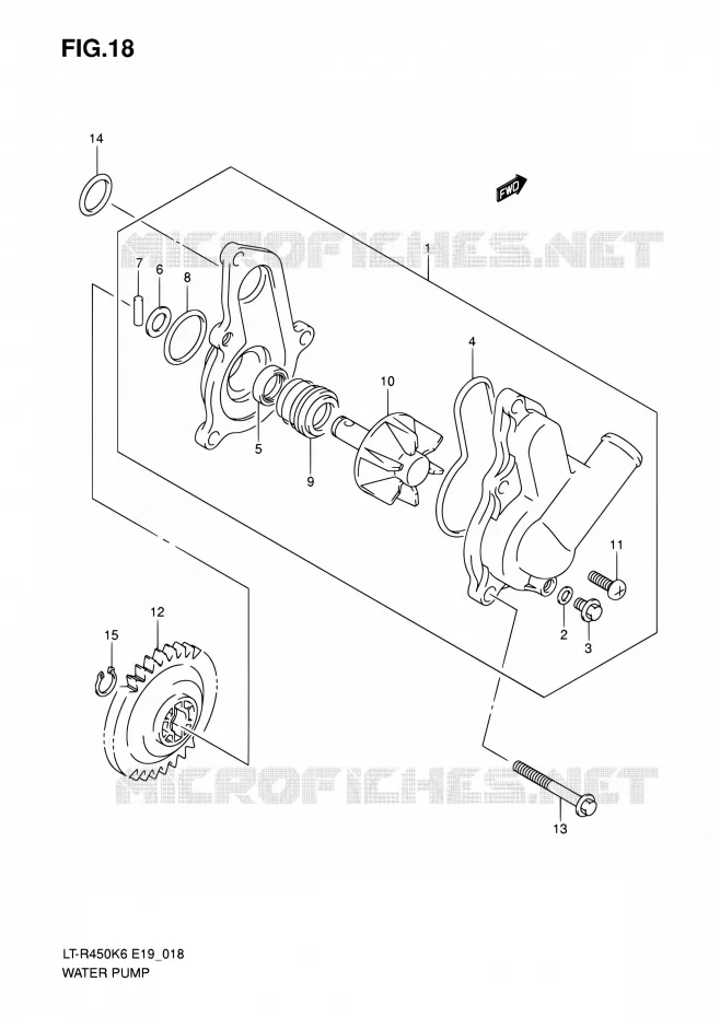WATER PUMP Suzuki QUAD 450 QUADRACER 2010  LT-R450 L0/LT-R450Z L0 (E19)
