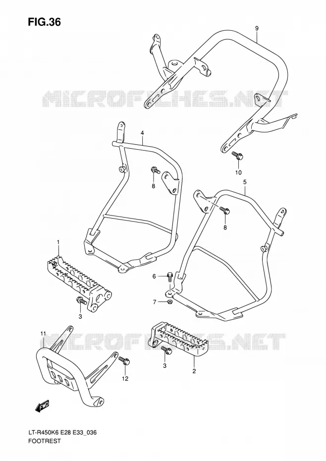 FOOTREST Suzuki QUAD 450 QUADRACER 2010  LT-R450 L0/LT-R450Z L0 (E28,E33)