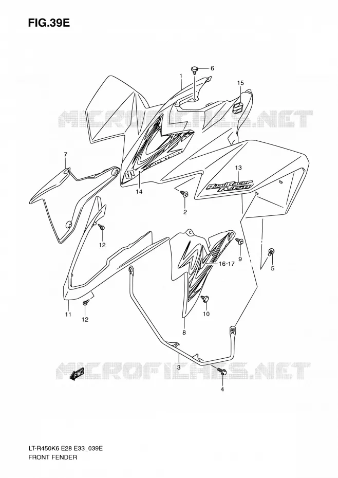 FRONT FENDER (LT-R450ZK9) Suzuki QUAD 450 QUADRACER 2010  LT-R450 L0/LT-R450Z L0 (E28,E33)