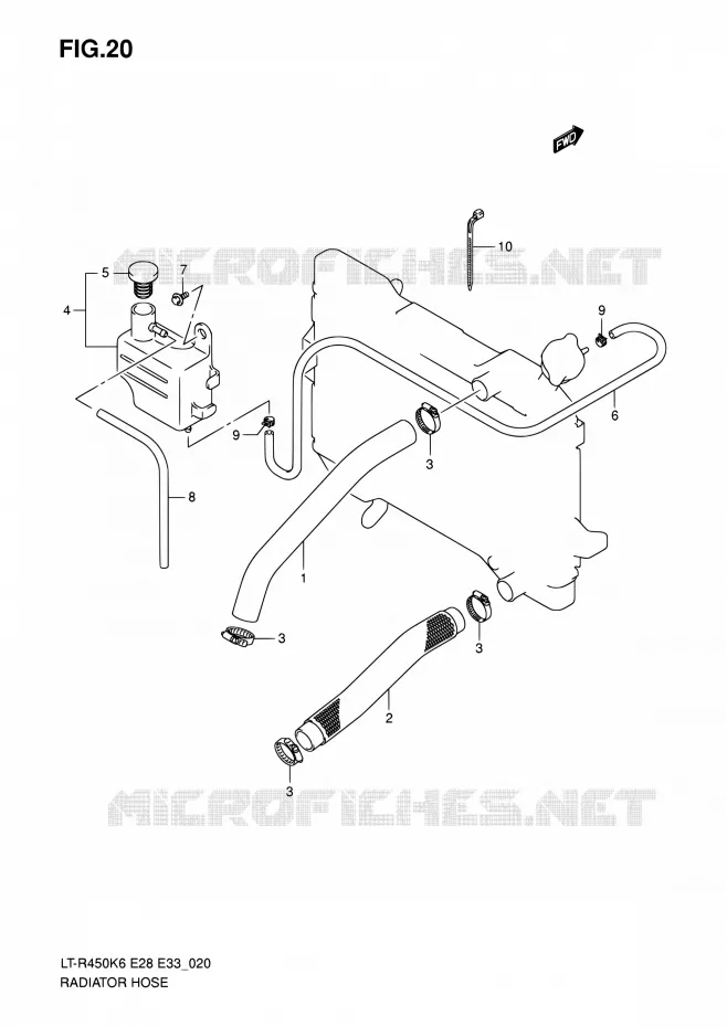 RADIATOR HOSE Suzuki QUAD 450 QUADRACER 2010  LT-R450 L0/LT-R450Z L0 (E28,E33)