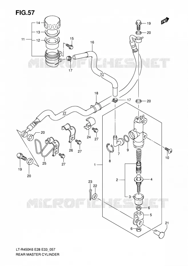 REAR MASTER CYLINDER Suzuki QUAD 450 QUADRACER 2010  LT-R450 L0/LT-R450Z L0 (E28,E33)