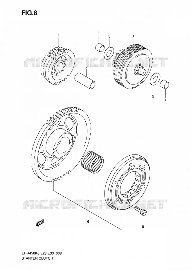 STARTER MOTOR CLUTCH Suzuki QUAD 450 QUADRACER 2010  LT-R450 L0/LT-R450Z L0 (E28,E33)