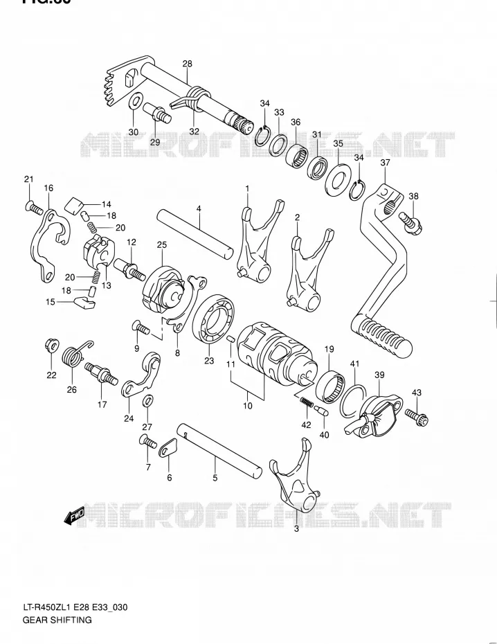 GEAR SHIFTING ASSY (LT-R450ZL1 E33) Suzuki QUAD 450 QUADRACER 2011  LT-R450 L1/LT-R450Z L1 (E03,E28,E33)
