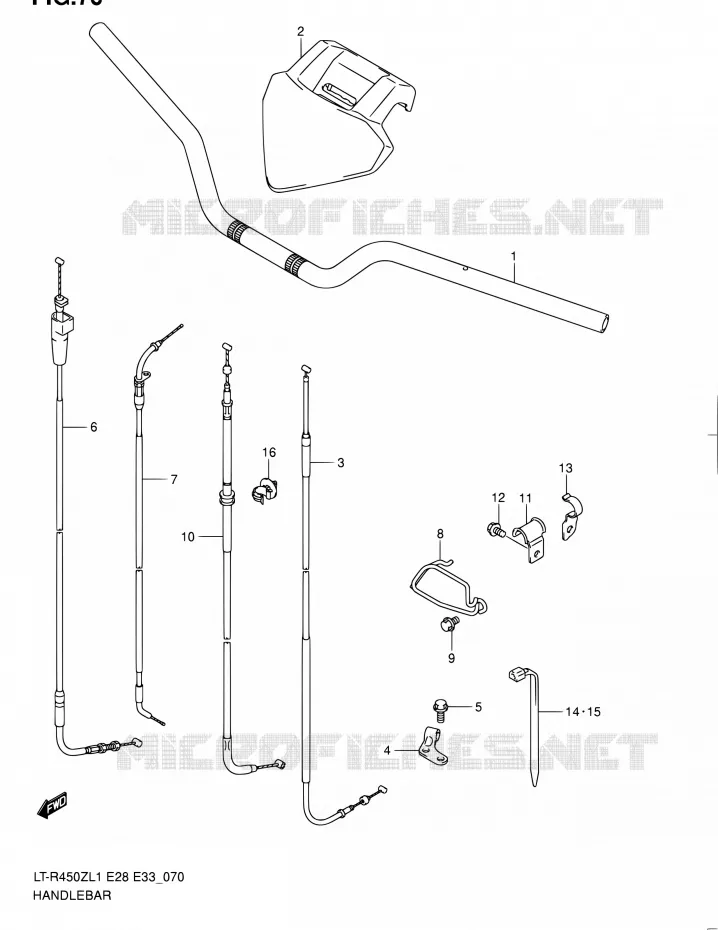 HANDLEBAR (LT-R450ZL1 E33) Suzuki QUAD 450 QUADRACER 2011  LT-R450 L1/LT-R450Z L1 (E03,E28,E33)