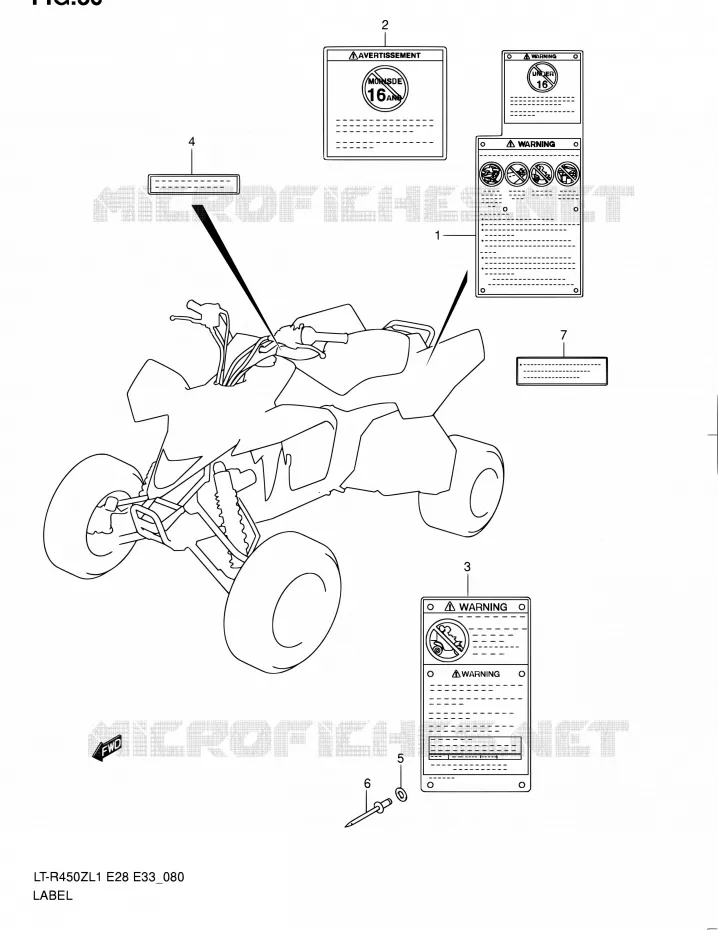 LABEL (LT-R450L1 E28) Suzuki QUAD 450 QUADRACER 2011  LT-R450 L1/LT-R450Z L1 (E03,E28,E33)