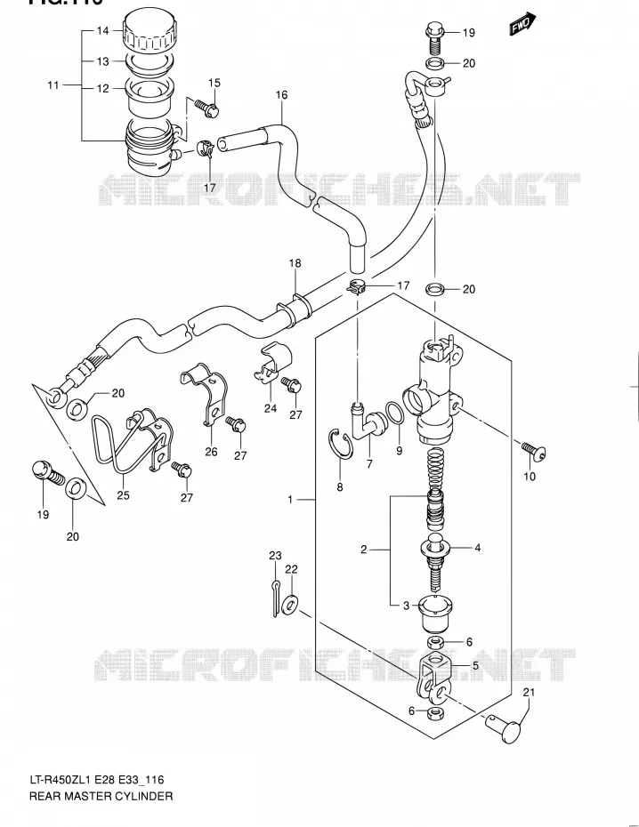 REAR MASTER CYLINDER Suzuki QUAD 450 QUADRACER 2011  LT-R450 L1/LT-R450Z L1 (E03,E28,E33)