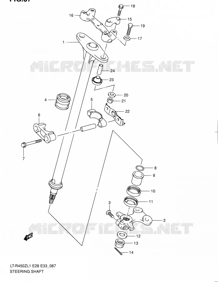 STEERING COLUMN Suzuki QUAD 450 QUADRACER 2011  LT-R450 L1/LT-R450Z L1 (E03,E28,E33)