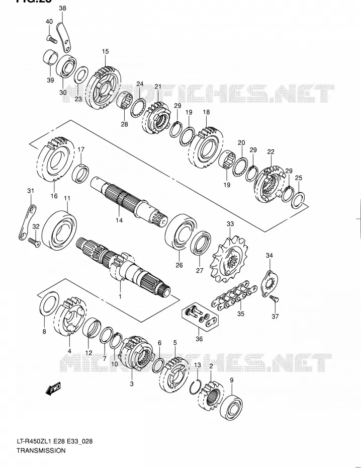 TRANSMISSION Suzuki QUAD 450 QUADRACER 2011  LT-R450 L1/LT-R450Z L1 (E03,E28,E33)