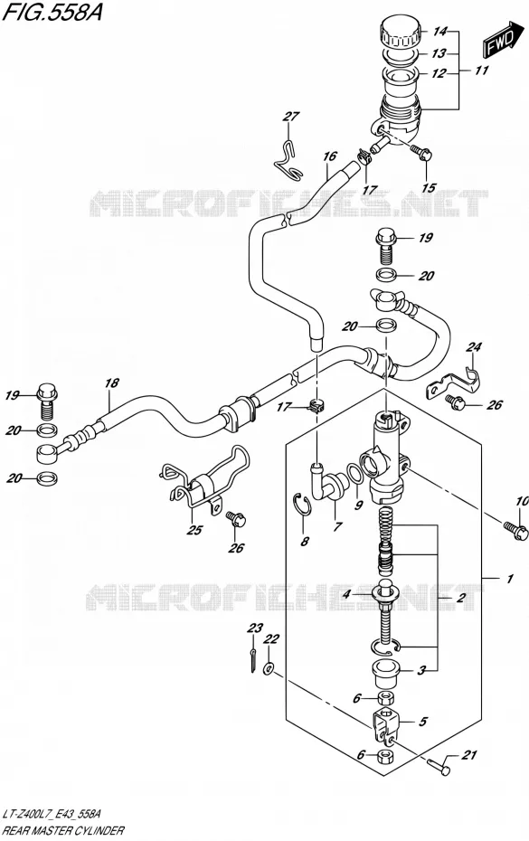 REAR MASTER CYLINDER Suzuki QUAD 400 QUADSPORT 2017  LT-Z400 L7 (E43)