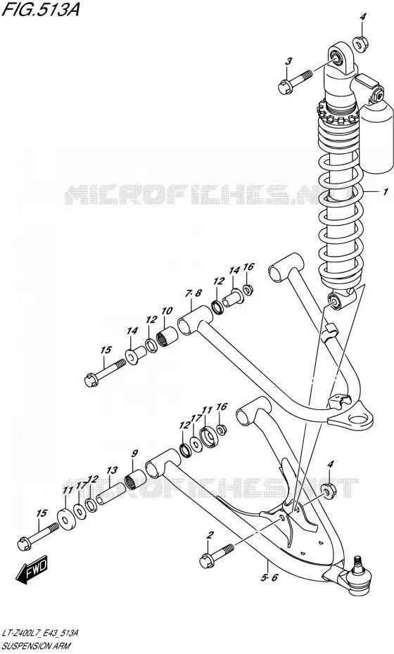 SHOCK ABSORBER - WISHBONE Suzuki QUAD 400 QUADSPORT 2017  LT-Z400 L7 (E43)