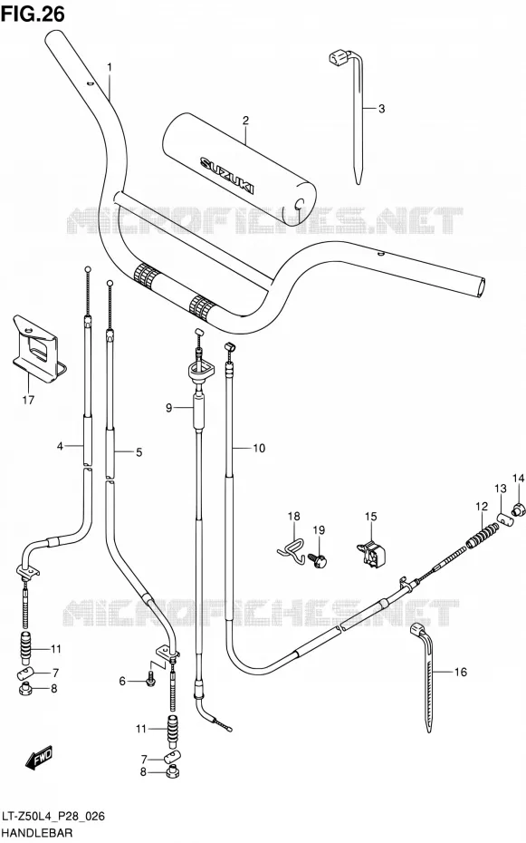 HANDLEBAR Suzuki QUAD 50 QUADSPORT 1992  LT-Z50 L4 (P03,P28,P33)