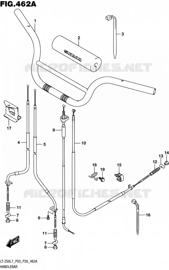 HANDLEBAR Suzuki QUAD 50 QUADSPORT 2017  LT-Z50 L7 (P03,P28,P33)