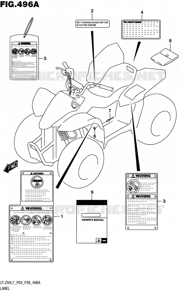 LABEL (LT-Z50L7 P03) Suzuki QUAD 50 QUADSPORT 2017  LT-Z50 L7 (P03,P28,P33)