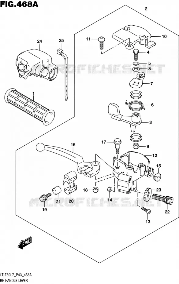 RIGHT HANDGRIPS - LEVERS  Suzuki QUAD 50 QUADSPORT 2017  LT-Z50 L7 (P43)