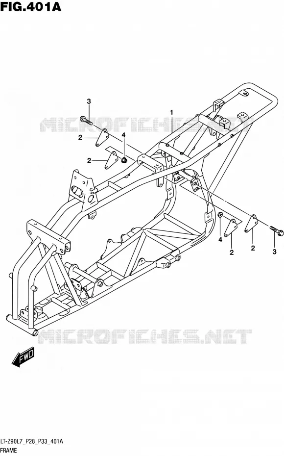 FRAME Suzuki QUAD 90 QUADSPORT 2017  LT-Z90 L7 (P03,P28,P33)