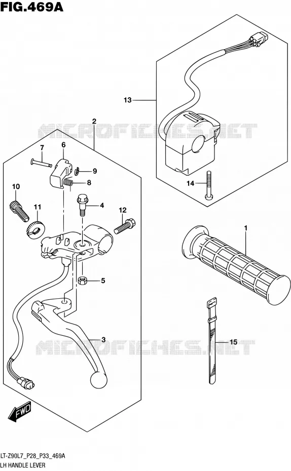 LEFT LEVER - HANDGRIP Suzuki QUAD 90 QUADSPORT 2017  LT-Z90 L7 (P03,P28,P33)